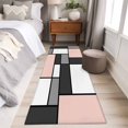 thumbnail image 3 of Modern Color Blocks Runner Rugs 2x6 ft Gray Pink White Rectangle Geometric Washable Hallway Rugs Non-Slip Floor Mats Absorbent Carpet Bedside Runners for Bedroom Kitchen Bathroom Laundry Room, 3 of 9
