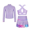 thumbnail image 2 of Alvivi Kids Girls Ice Skating Dance Tennis Golf Sport Outfits Tank Top Jacket with Skirt 3 Pieces Set Lavender 4, 2 of 7