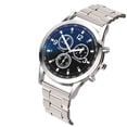 thumbnail image 4 of Reloj de cuarzo para hombre con correa de acero y tres ojos de cristal azul claro colorido, reloj de regalo para hombre, 4 of 5