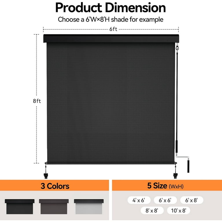 Outdoor Roller Shades for Patio with Valance, New Material Outdoor