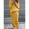 thumbnail image 4 of Women'S Winter Chunky Cable Knit Long Skirt 2 Piece Outfit Sweater Sets Yellow M, 4 of 10