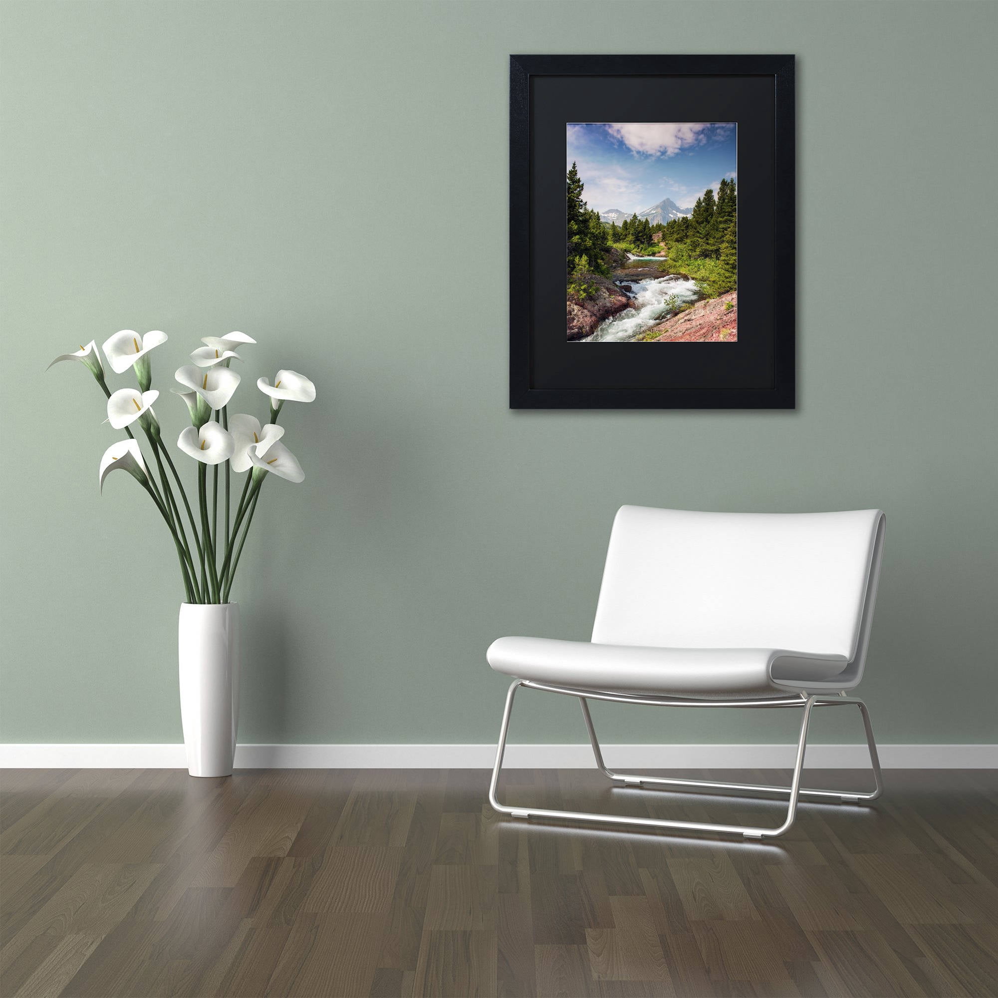 Trademark Fine Art "Glacial Creek" Canvas Art by Michael Blanchette Photography Black Matte, Black Frame