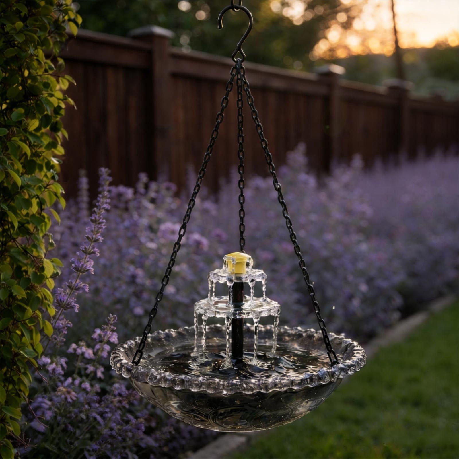 Hanging Solar Bird Bath Fountain 3 Layers, 9.84''W Bird Bath Bowl with Solar Powered Pump for Outdoor Garden Backyard Patio Lawn, Wildlife Feeder