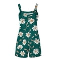 thumbnail image 4 of Women Summer Linen Shorts Overalls Rompers Cute Daisy Adjustable Strap Sleeveless Bib Shorts Jumpsuit with Pockets, 4 of 4