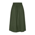 thumbnail image 4 of Crgrtght Women Button Down Skirts Casual Solid Midi Skirt High Waist Elastic Back Vacation Beach Travel Loose A-Line Skirt, Army Green XL, 4 of 5