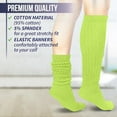thumbnail image 6 of GERVRA Women’s Extra Long Heavy Slouch Socks – 100% Cotton, Made in USA, One Size 9–11, Retro 80s Style (Green), 6 of 7