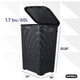 thumbnail image 3 of Superio Carrying Handles Large Wicker Plastic Laundry Hamper with Lid, Black, 2 Pack, 3 of 8