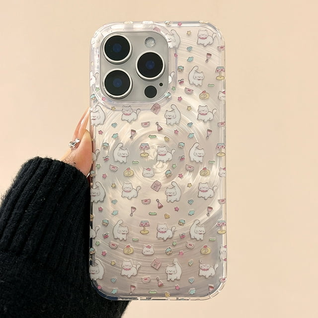 Cute Black Cat Phone Case For iPhone 11 Case iPhone 16 13 15 12 14 Pro Max Vortex Pattern Cartoon Animals Soft Shockproof Cover
