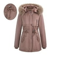thumbnail image 4 of FRSASU Women's Fall/Winter Solid Color Warm Long Sleeve Hooded Loose Cotton Jacket Coat Pink XL(XL), 4 of 4