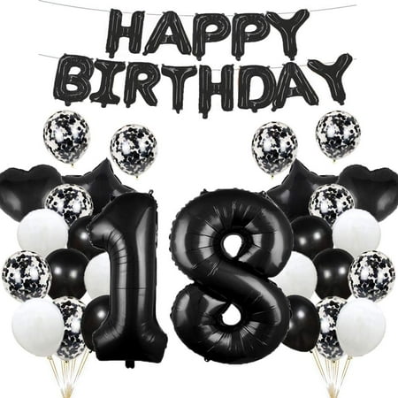 18th Birthday Balloon 18th Birthday Decorations Black 18 Balloons Happy