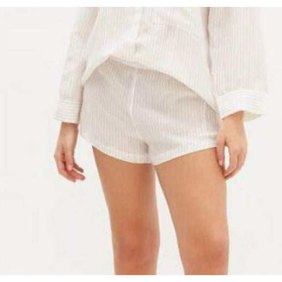 Lunya Women's Resort Striped Linen Sleep Short, White/Pink, Medium