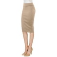 thumbnail image 5 of Made by Johnny Women's Elastic Waist Stretch Bodycon Midi Pencil Skirt Below Knee M KHAKI, 5 of 6