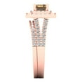 thumbnail image 3 of 3.05ct Brilliant Emerald Cut Champagne 14K Rose Gold Halo Solitaire with Accents Engagement Bridal Wedding Ring Band Set size 4.5, 3 of 7