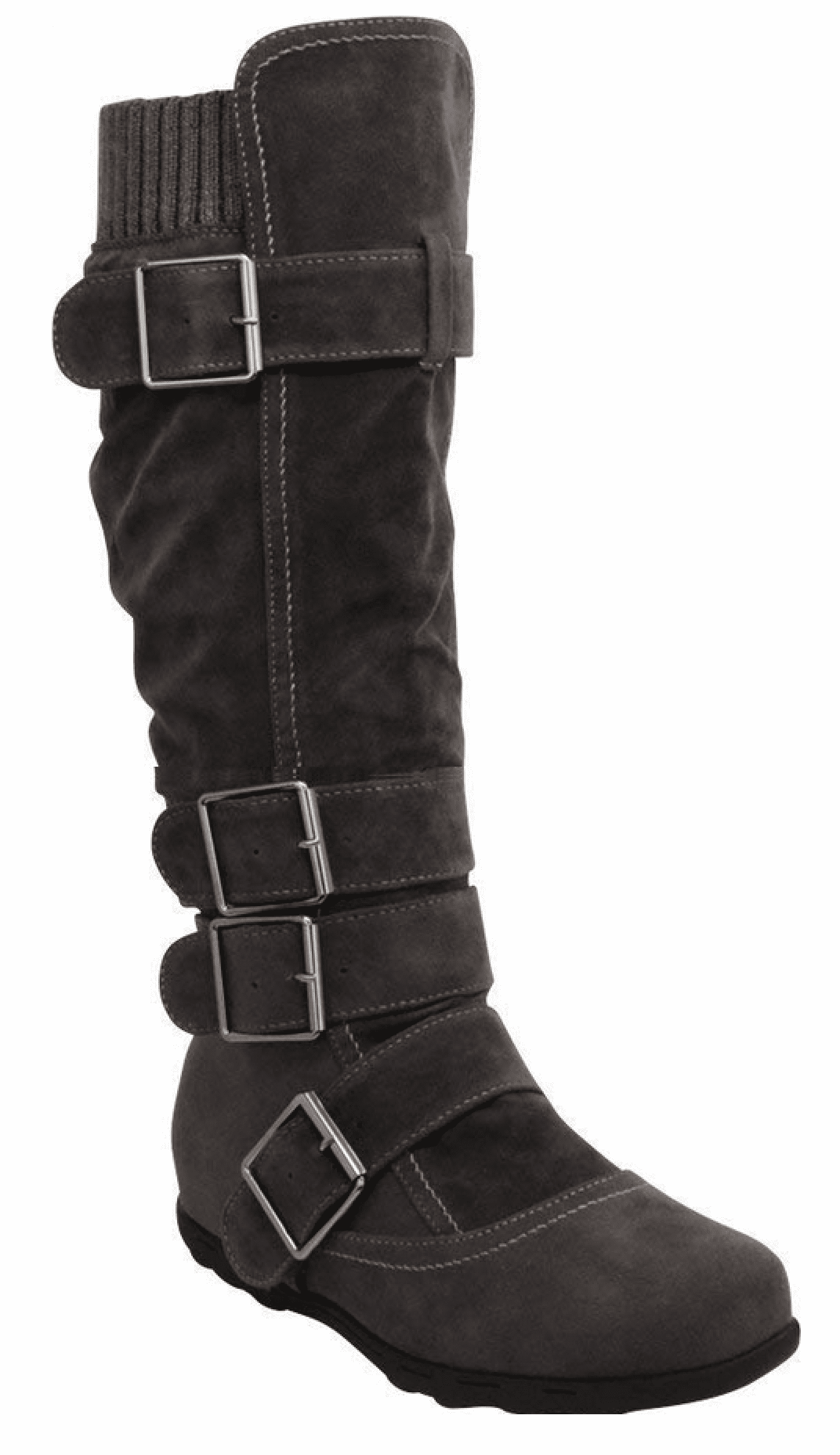 D and H - Women's Knee High Mid Calf Boots Ruched Suede Slouch Knitted ...