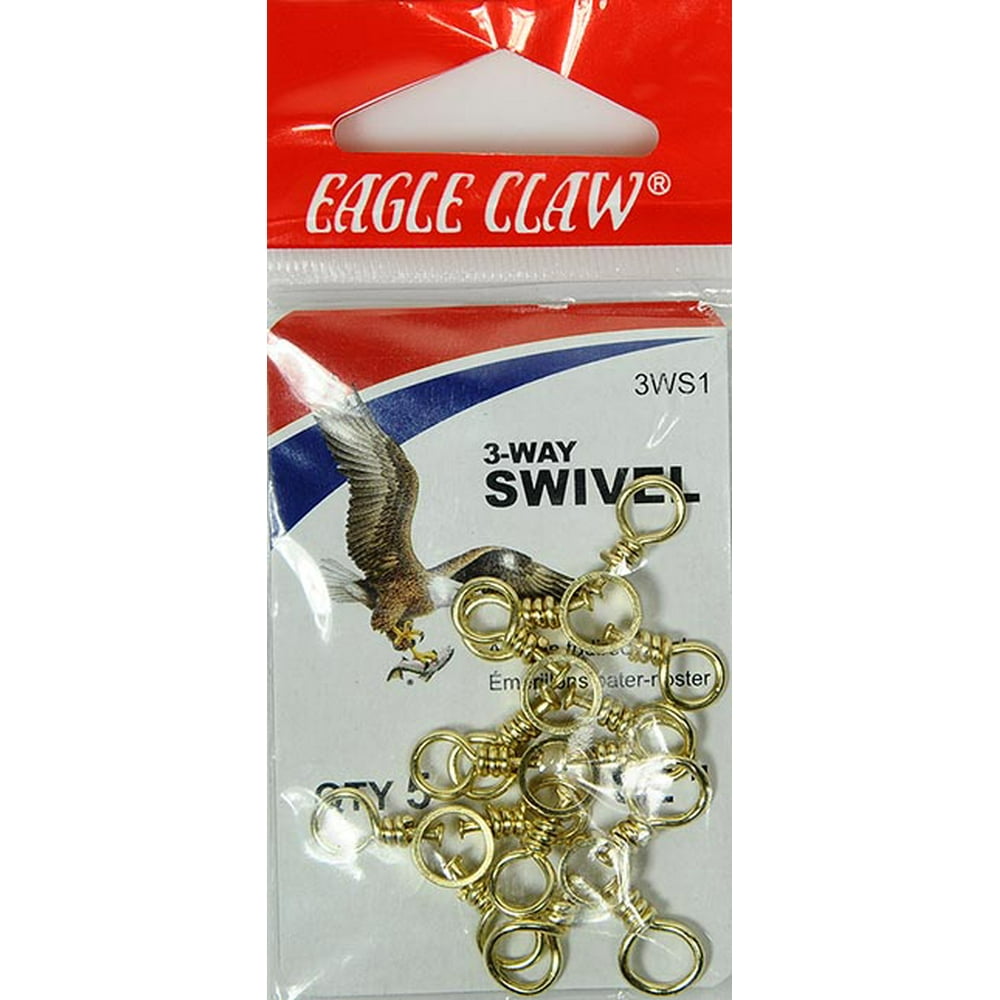 Eagle Claw 3Way Swivel, Brass, Size 1, 5 Pack