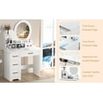 thumbnail image 4 of Dapmiu Vanity Desk with Large Mirror and 3-Color LED Light, 4 Drawers and Open Shelves, European Design, 4 of 8