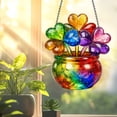 thumbnail image 3 of TechToyHub Shamrock Sun Catcher,6.69 Inch Green Acrylic St.Patrick’s Day Ornaments for Window Porch Outdoor Decor,2D Four Leaf Clover Hanging Decoration with Chain,Weather Resistant, 3 of 5