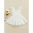 thumbnail image 2 of Qmyliery Baby Girls Dress, White Square Collar Sleeveless Lace Hem One-piece Gift, 2 of 8