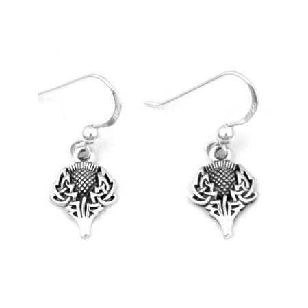 Scottish Thistle Jewellery - Scottish Spirit of Alba Thistle Celtic Knot Art Sterling Silver Earrings by Courtney Davis