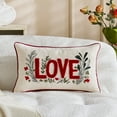 thumbnail image 3 of Love Embroidered Valentine's Day Throw Pillow Cover, Decorative Cushion Case With Floral Accents And Red Trim - For Home Decor, Bedroom, Living Room, Valentine's Day Gifts, Sofa,, 3 of 4