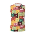 thumbnail image 6 of Lsque Cute Cartoon Cat Print Men's Cotton Blend Sleeveless Muscle Shirts (S-3XL)- Moisture Wicking, Odor Protection, UPF 30+,Medium, 6 of 8