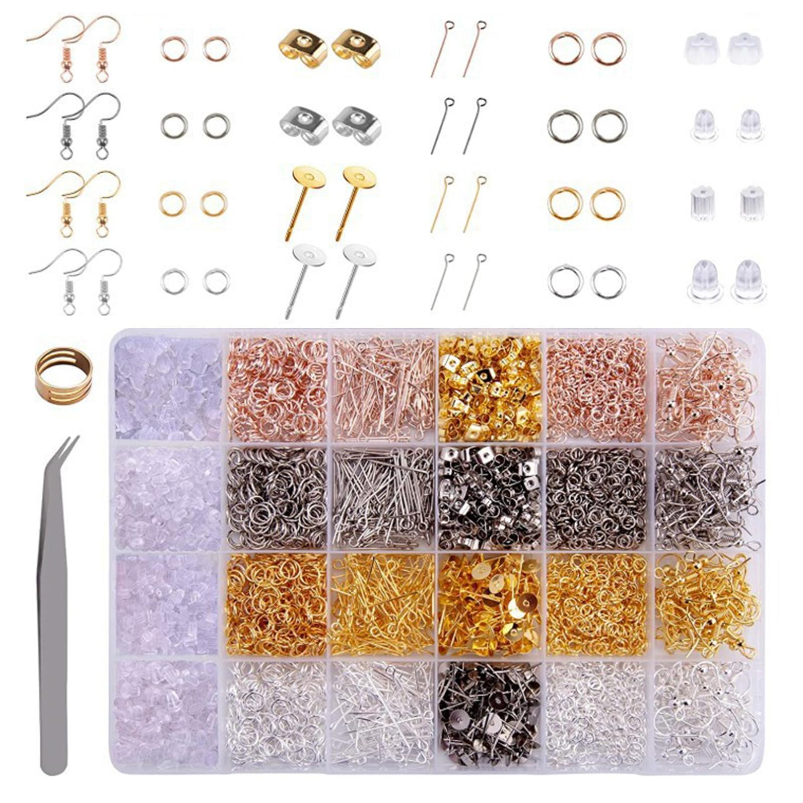 Milageto 3600Pcs Earring Making Kit DIY Earrings Posts Earring Findings Silicone Earrings