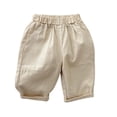 thumbnail image 2 of uublik Toddler Boy Girl Pants Elastic Waist Bottom Pants Newborn Infant Trousers Beige Size 3M-2T, 2 of 3