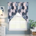 thumbnail image 6 of Navy Blue Grey Kitchen Window Curtains, Swag Curtains Valance for Bedroom Living Room Bathroom, Modern Abstract Art Geometric Rod Pocket Window Treatment Curtain Block Drapes 2 Panels 36"x36", 6 of 9