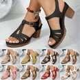 thumbnail image 7 of Leozcaa Chunky Heeled Wedge Sandals for Womens Bohemian Cutout Open Toe Summer Block Heeled Party Shoes, 7 of 7