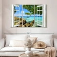thumbnail image 2 of Elephant Stock Window View Wall Art - Horizontal Multi Panel Canvas - Living Room Wall Decor - Beach Multi Panel - Green And Blue Decor - 50" x 32", 2 of 8