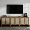 thumbnail image 5 of ARKANTOS Rattan Sideboard Buffet Cabinet with Adjustable Shelf, Set of 3, Walnut, 5 of 9