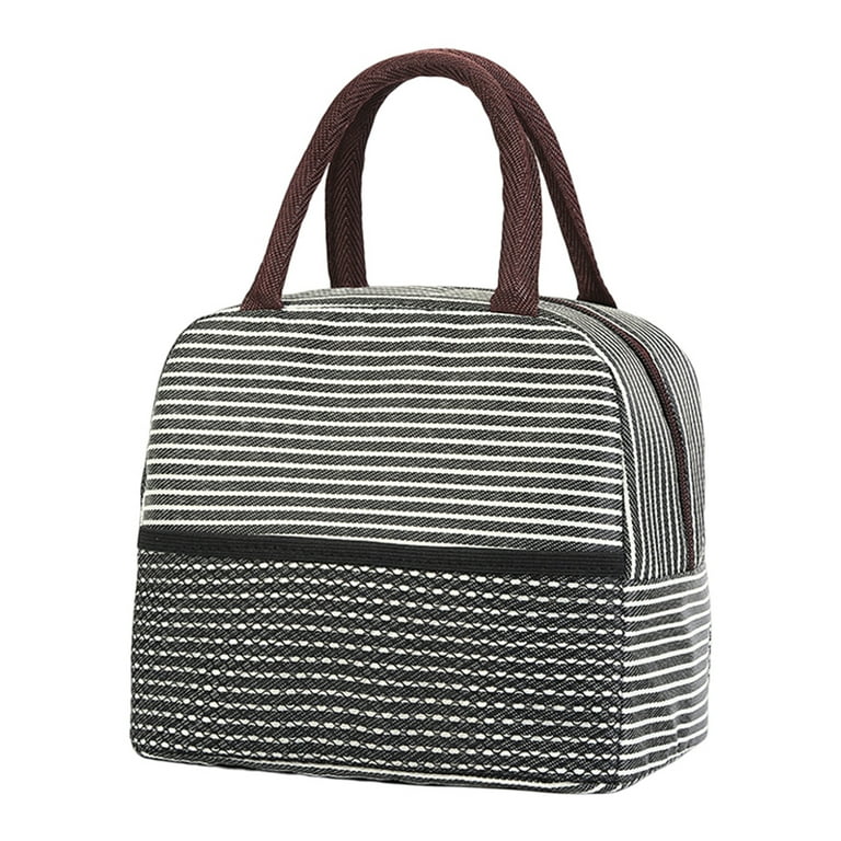 Anvazise Lunch Box Bag High Capacity Striped Fresh Keeping Heat