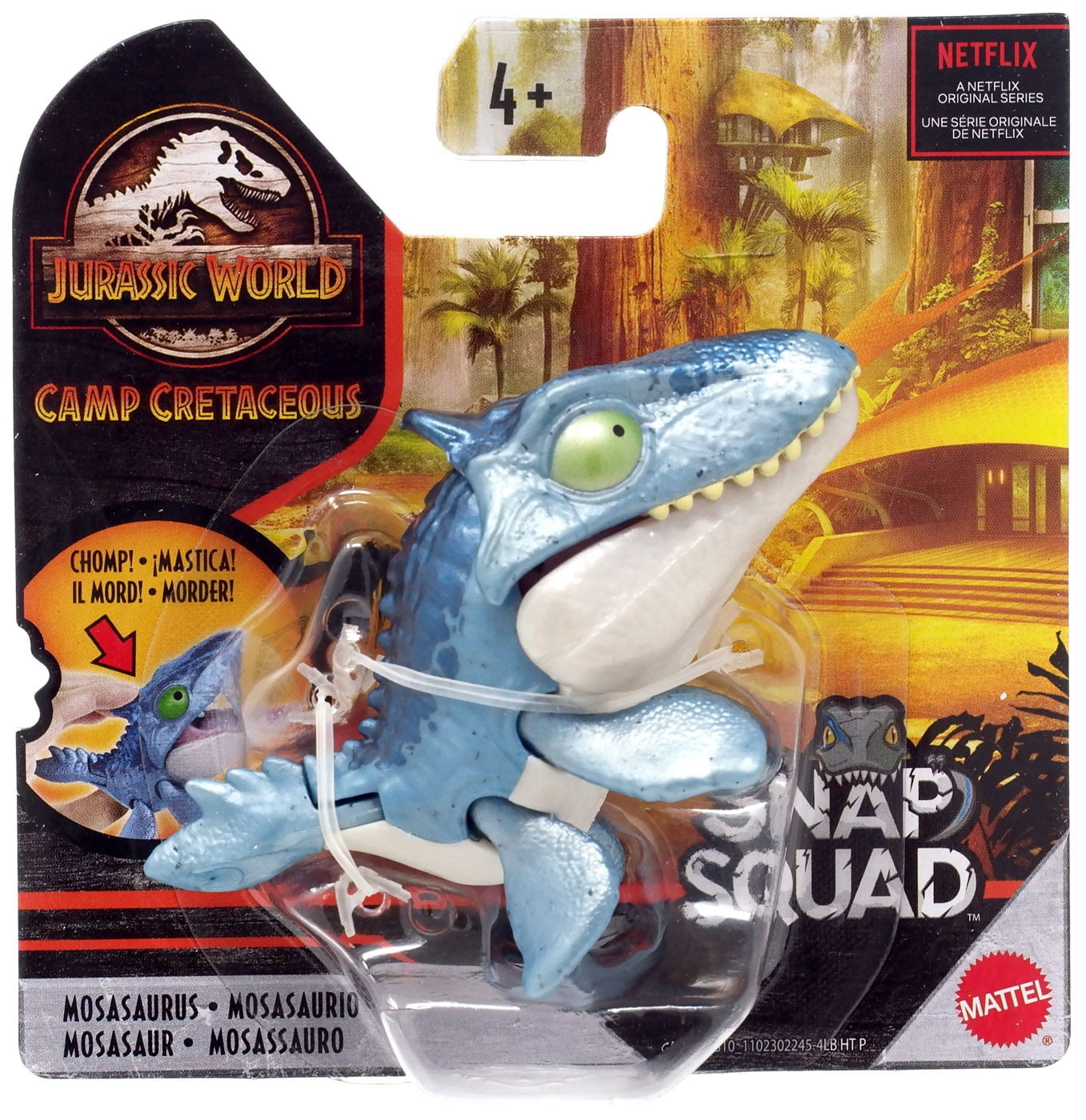 Mini Original Jurassic World Snap Squad Set of 4 Mosasaurus T Rex Dinosaur Toys 