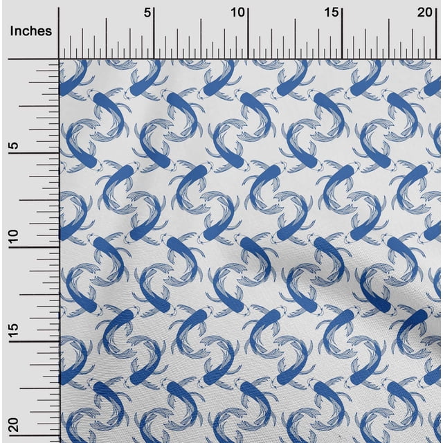 oneOone Viscose Chiffon Blue Fabric Koi Fish Ocean Craft Projects Decor Fabric Printed By The Yard 42 Inch Wide