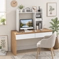 thumbnail image 5 of Costway 3 Shelves Modern Desk Standard Bookcase, Wood White, 29", 5 of 12