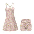 thumbnail image 5 of Psesaysky Athletic Dress for Women Pink Daisy Print Mini Length Crew Neck Sleeveless Built in Shorts with Pockets Tennis Golf Dress, Size S, 5 of 5