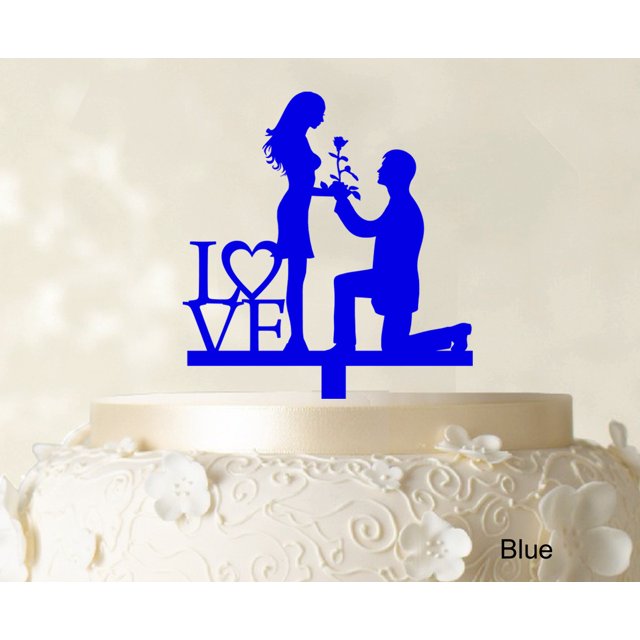 Couple Wedding Cake Topper Personalized Blue Cake Topper Color Option Available 5-7 Inches Wide