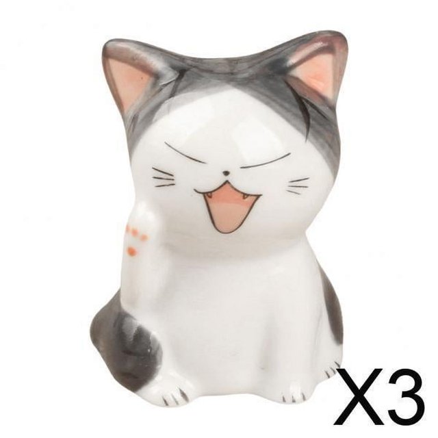 3x Escultura De Gato Lindo De Estatua De Gabinete De Escritorio De Oficina En Casa Decoración 4.5x6.8cm B