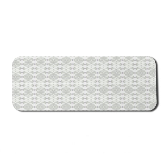 Abstract Computer Mouse Pad, Rhythmic Print of Horizontally Arranged Chain Design on Plain Backdrop, Rectangle Non-Slip Rubber Mousepad Large, 31" x 12", White Pale Sage Green, by Ambesonne