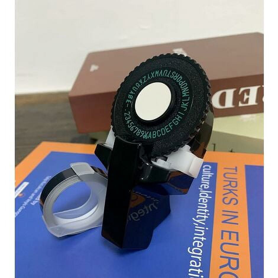 3D Label Printer Click on Small Model Label Manufacturer Manual DIY Lettering Machine Embossing Machine with for DYMO Printer Ribbon Cutting Black Ribbon