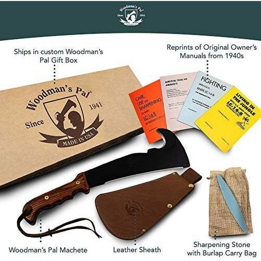 Woodmans  - Multi-Use Axe Machete With Sheath - Survival Machete Ideal For Camping, Fishing, Hunting, Bushcraft - Perfect Brush Axe For Surveying… (Wood Handle)