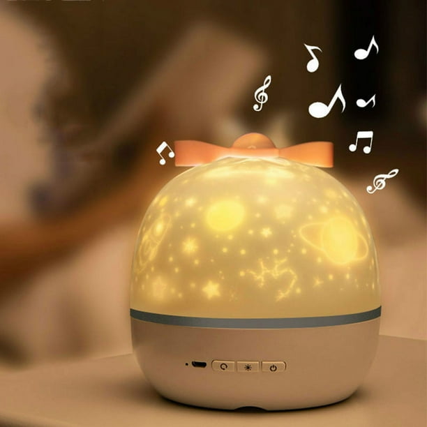Proyector de luz nocturna estrellada, lámpara musical y luminosa, rotación de 360°, 6 películas de proyección, luz de techo, regalo para dormitorio infantil, fiesta de cumpleaños
