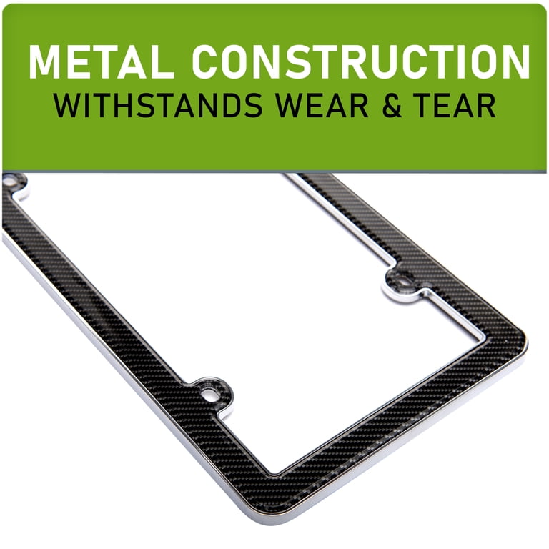 Auto Drive Black-Chrome Carbon Fiber License Plate Frame photo 4