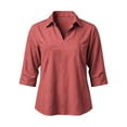 thumbnail image 3 of cocolona Womens Solid Color Collared Blouses 3/4 Sleeve Casual Shirts Summer Vacation Beach Tops, 3 of 7