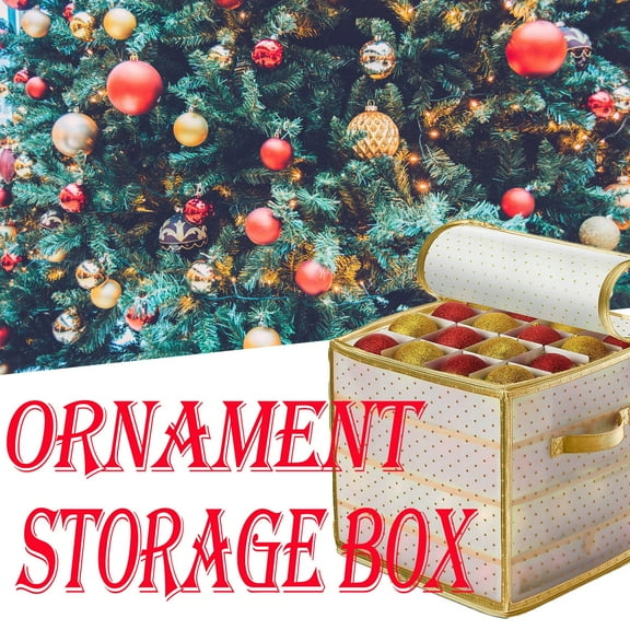 Plastic Christmas Ornament Storage Box Holiday Decoration Organizer, Christmas Ball Accessories Holder Ornament 64 Baubles Storage Box Ornament Tree Bag Decoration Box Clearance