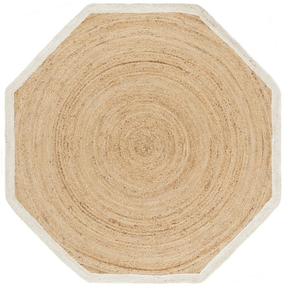 SAFAVIEH Natural Fiber Rosabel Solid Area Rug, Natural/Bleach, 5' x 5' Scalloped