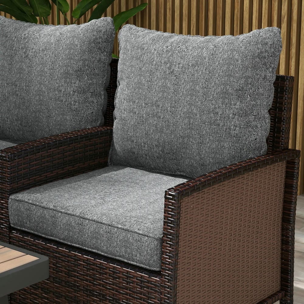 GVN Outdoor/Indoor Chair Pads, Seat Cushions,8 Patio Chair Cushions with Seat & Backrest, Fade Resistant Seat Replacement Cushion Set, Gray