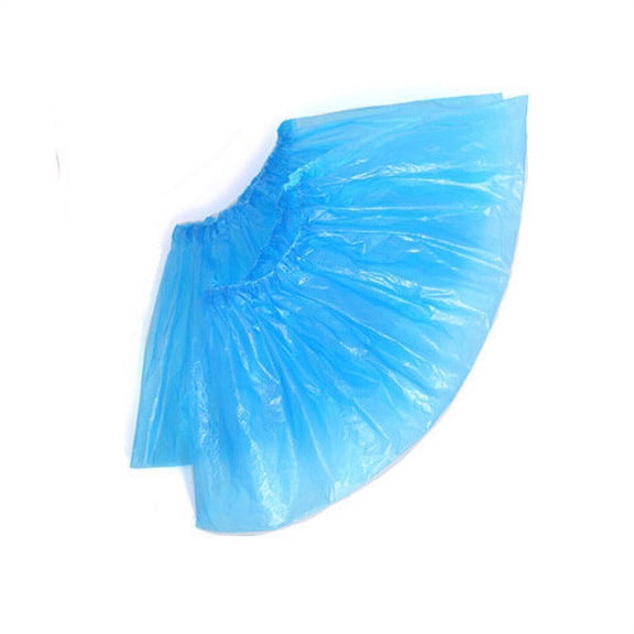 100 Pcs Disposable Plastic Shoe Covers Waterproof Anti-Slip Boot Protectors,PE Overshoes for Home Carpet Cleaning Outdoor Rain,Blue