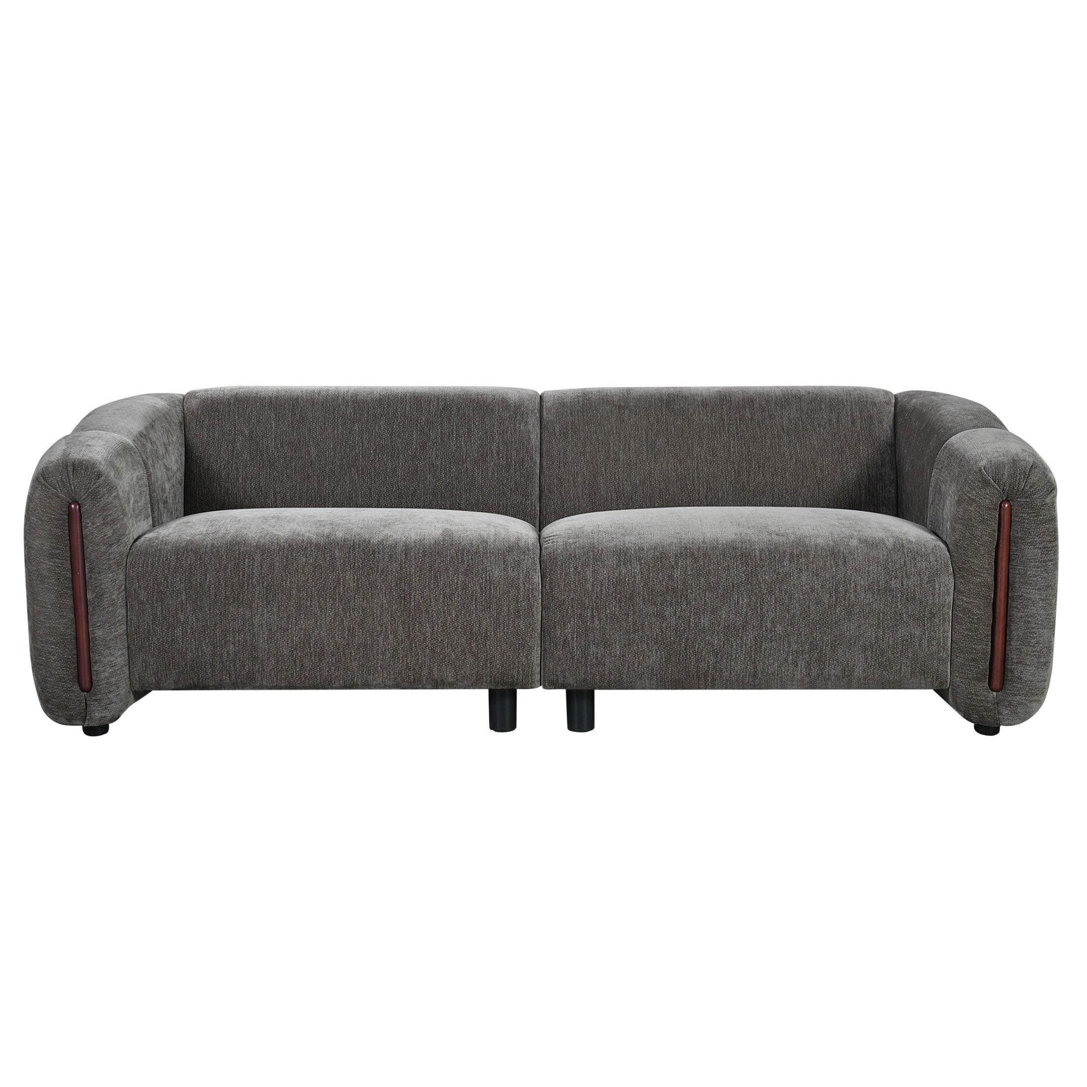 Christopher Knight Home 87.4" Modern Curved Upholstered 3-Seater Sofa with Wide Armrest, Espresso