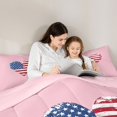 thumbnail image 5 of Manfei Cute American Flag Heart 7-Piece Twin Bedding,Pink Bedding Comforter Set,Pink Reversible, 5 of 7
